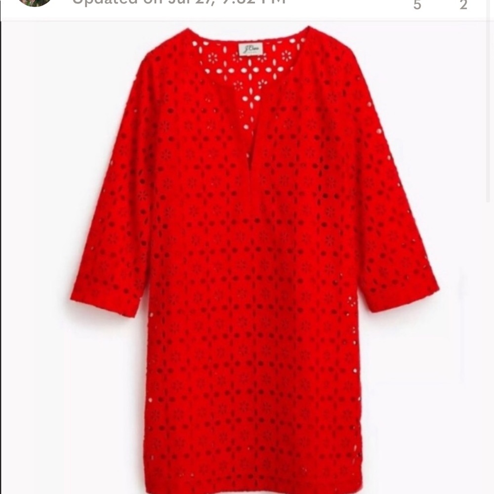 J Crew red eyelet cover up dress